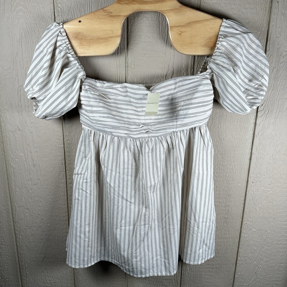 Abercrombie & Fitch Emerson Baby Doll Mini Dress Large Petite Puff Sleeve Stripe